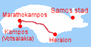Route van Heraion naar Marathokampos en Votsalakia
